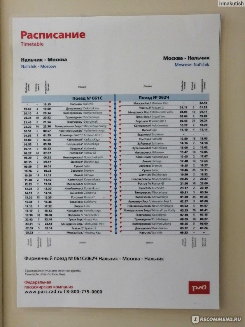 Расписание ЖД