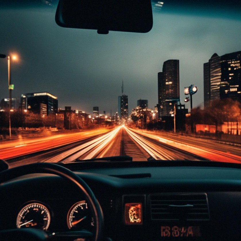 Машина едет ночью