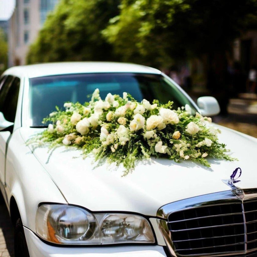 Свадебное украшение на машину