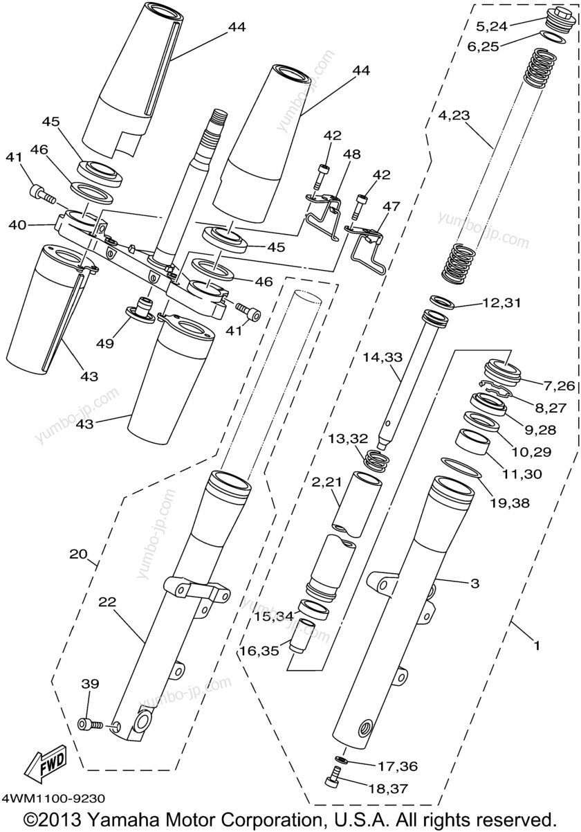 Ямаха драг Стар 1100 передняя вилка