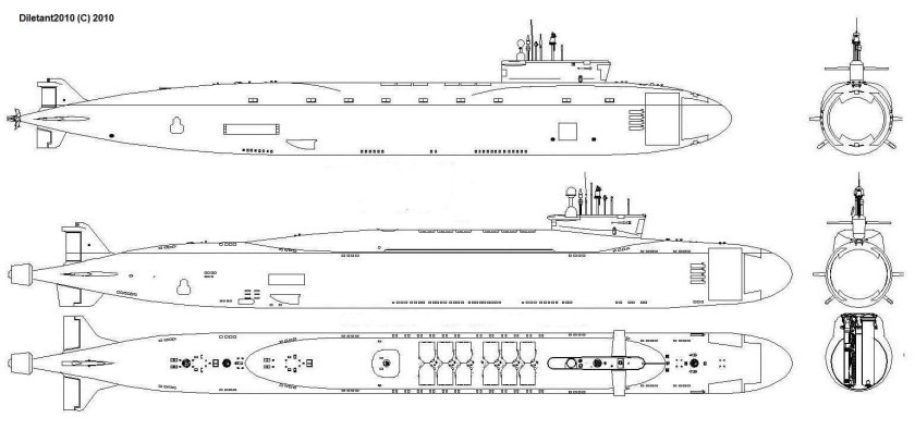 Подлодка Борей проекта 955 чертеж