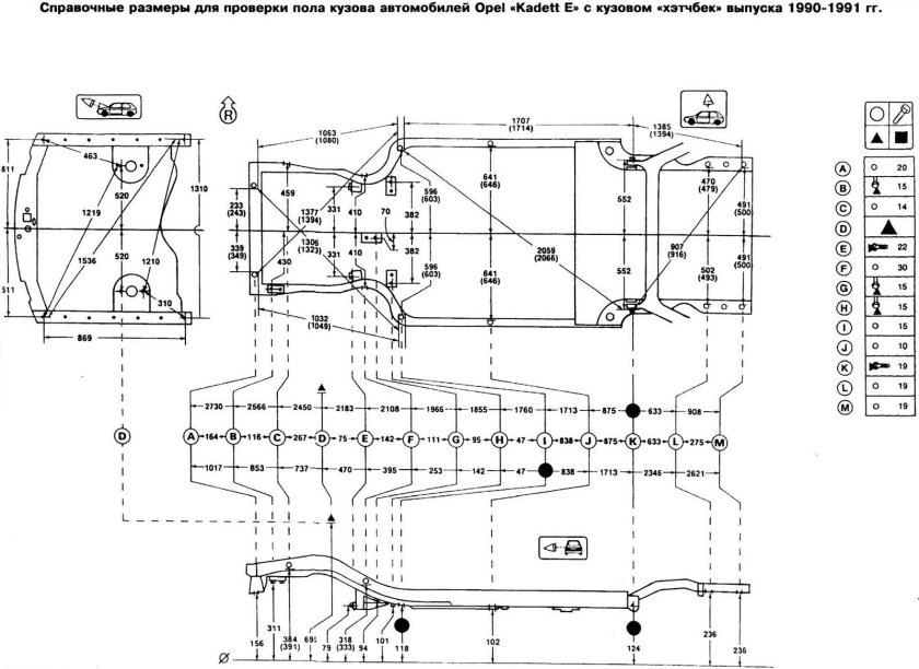 Геометрия кузова Мерседес 123