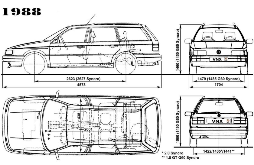 Габариты Фольксваген Пассат б3 седан