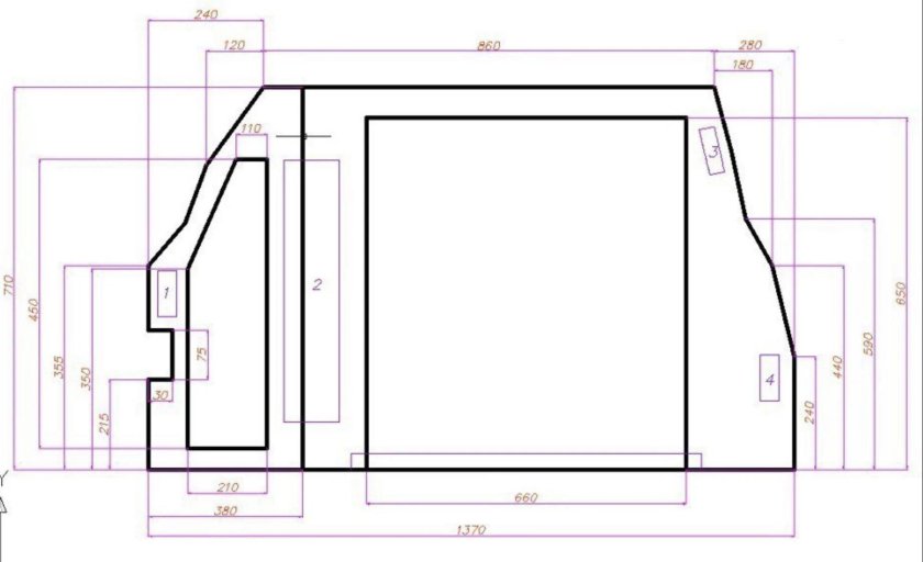 Чертеж пола багажника ВАЗ 2112