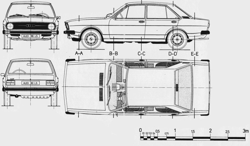 Чертеж Ауди 80 б2