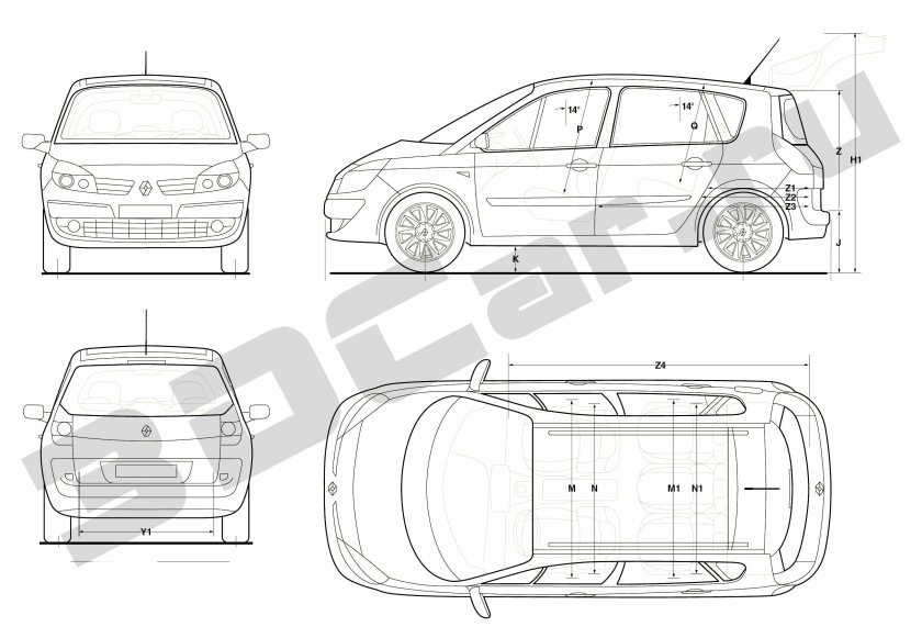 Рено Сценик чертеж