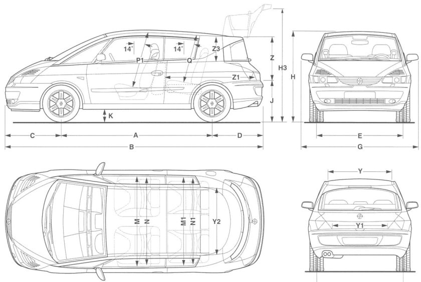 Рено Сценик чертеж