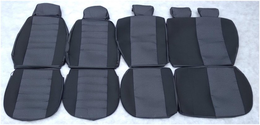 Авточехлы для ВАЗ 1117-19 Калина Мангуст жаккард/кожзам сумка 13пр серый