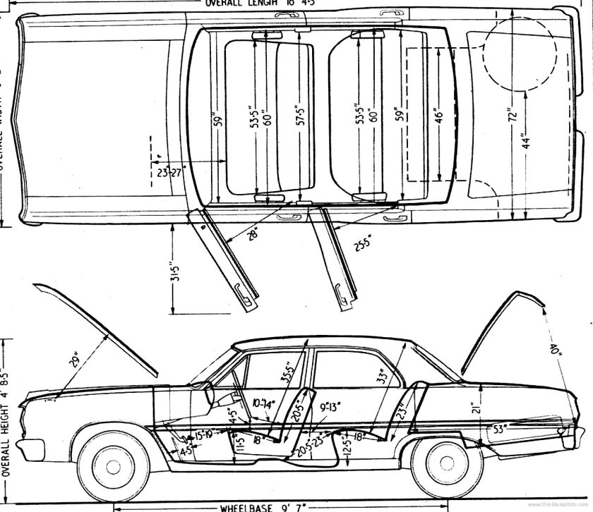 Chevrolet Impala 1967 чертежи с размерами
