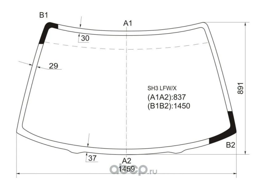 Размер лобового стекла Хонда Цивик 4д