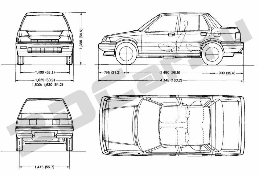 Чертеж Хонда Цивик седан