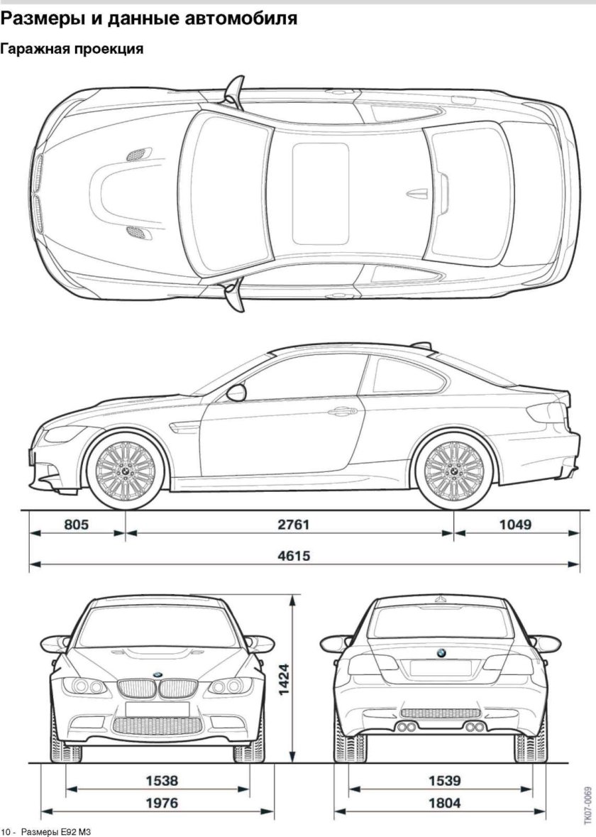 Габариты БМВ е92 купе