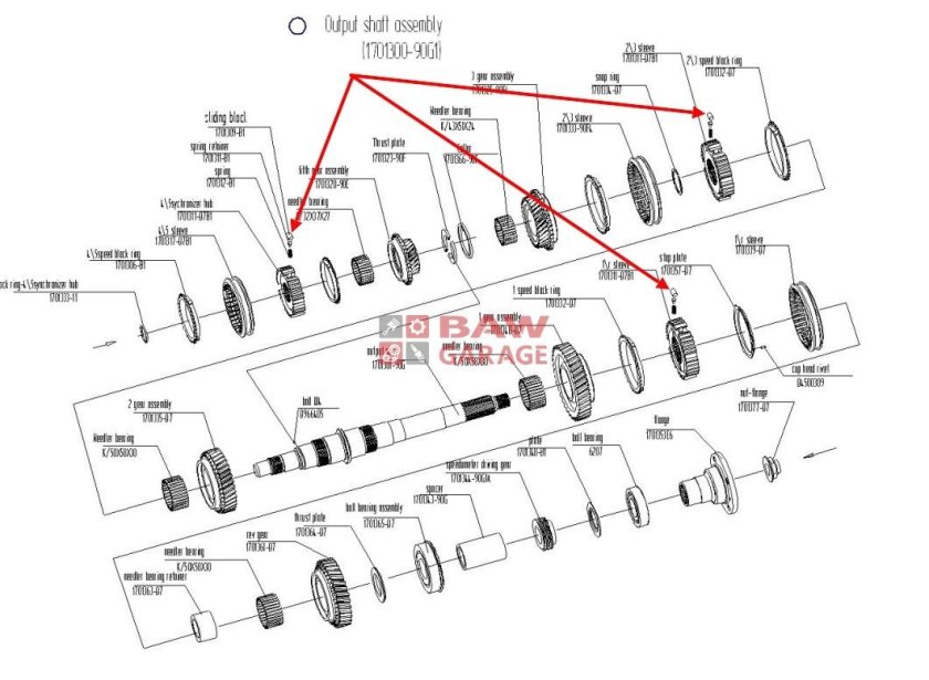 Вал вторичный КПП BAW 1065 е2