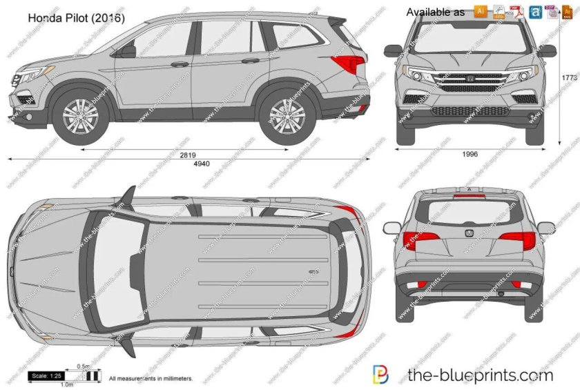 Габариты Хонда пилот 3 поколения