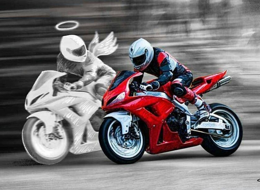 Мотоцикл с мотоциклистом