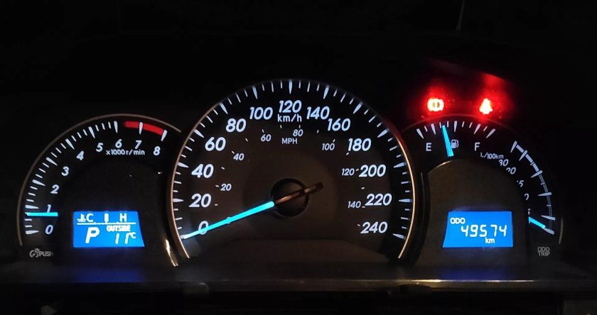 Приборная панель Тойота в милях