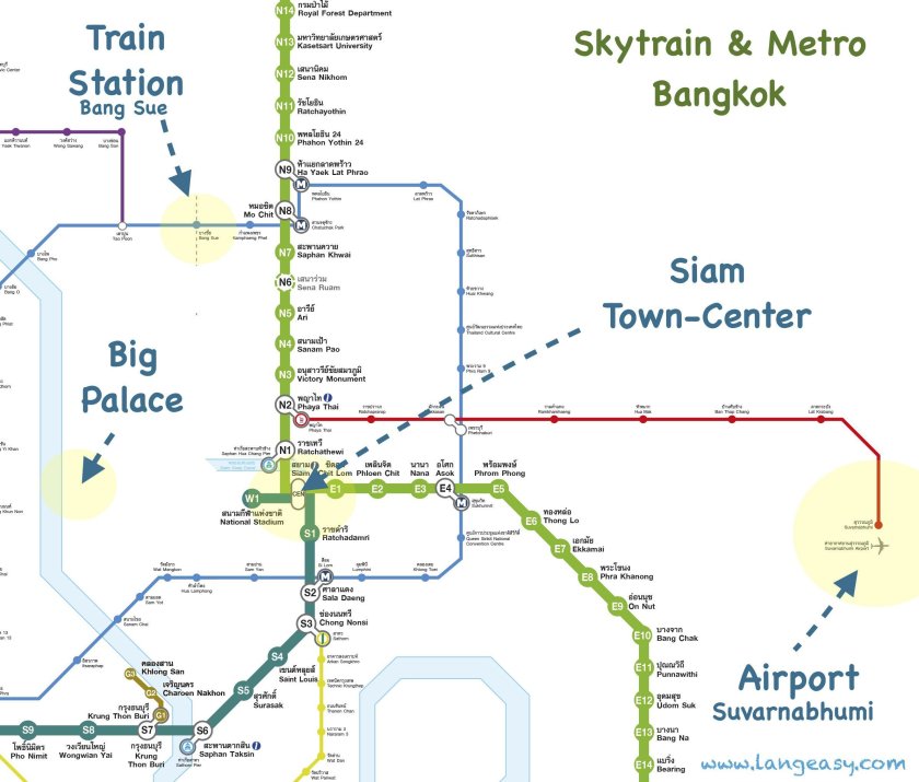 Метро Бангкока схема 2023