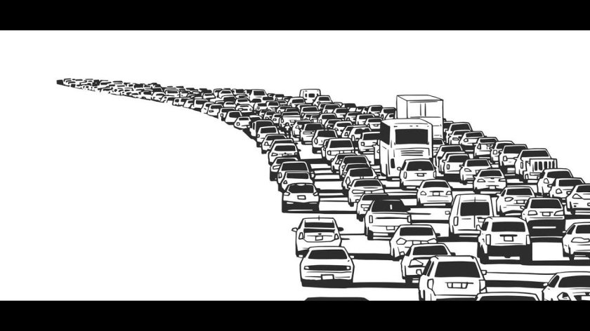 Много машин в движении