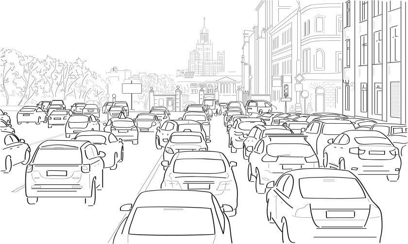 Раскраски город автомобилей
