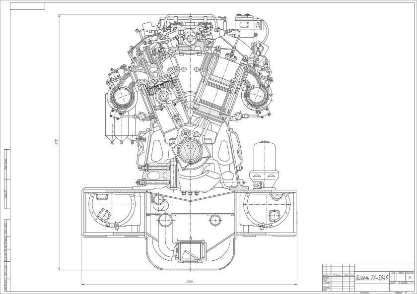 Судовой двигатель 6l160pns чертеж