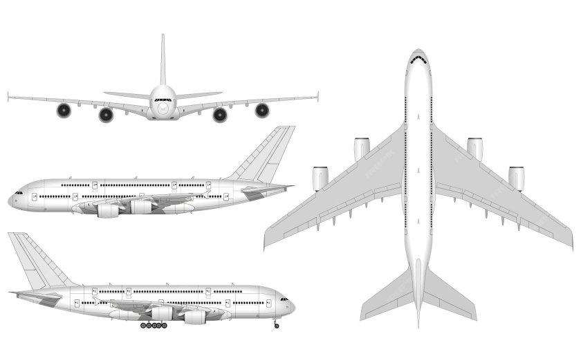 Пассажирский самолет вид сбоку