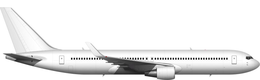 Самолет вид сбоку на прозрачном фоне