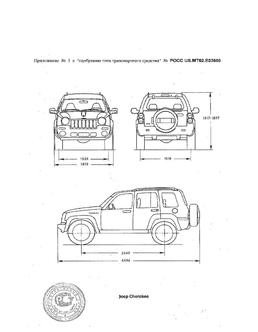 Jeep Liberty 2012 габариты