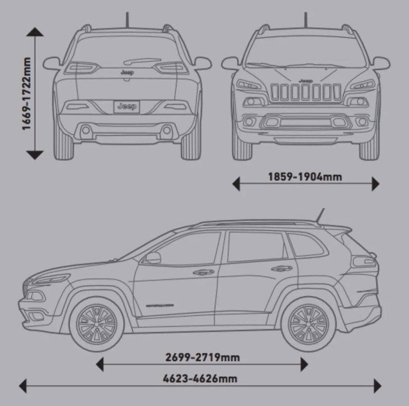 Габариты jeep grand cherokee 2014