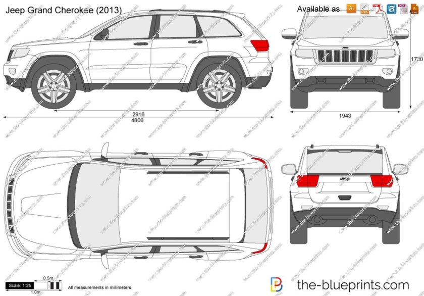 Габариты wk2 Grand Cherokee