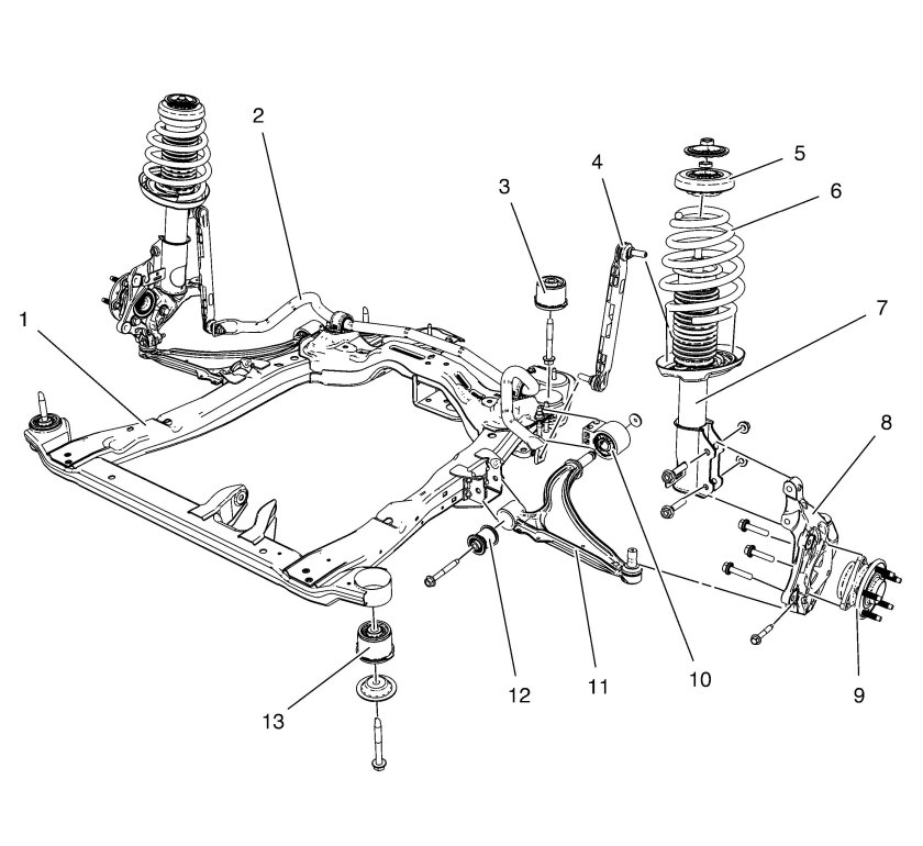 Схема передней подвески Chevrolet Cruze