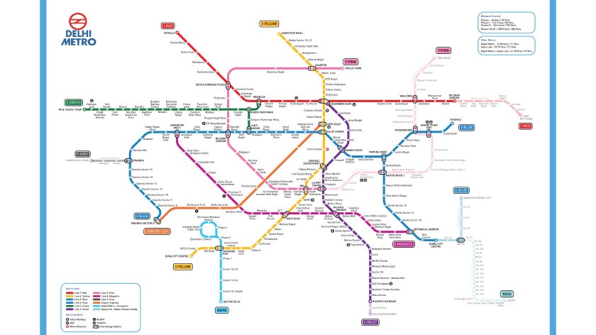 Схема метро Дели 2022