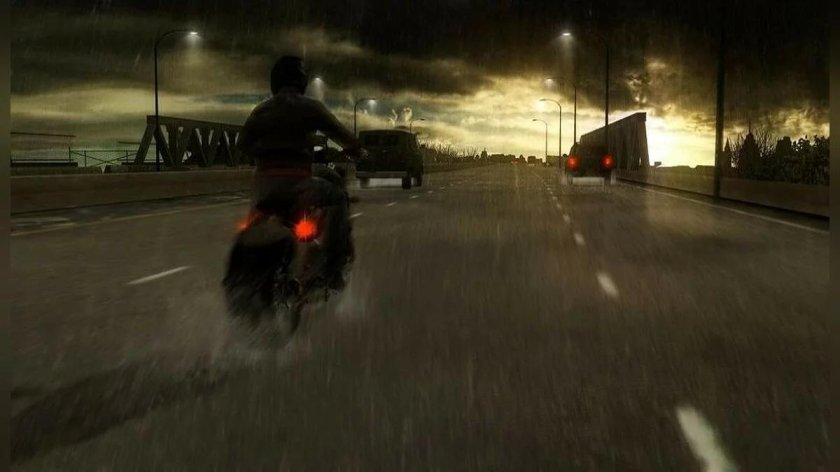 Байкер под дождем