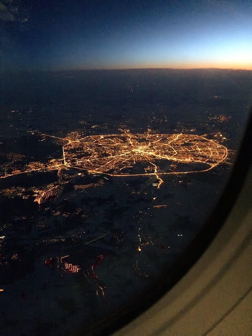 Вид с самолета ночью