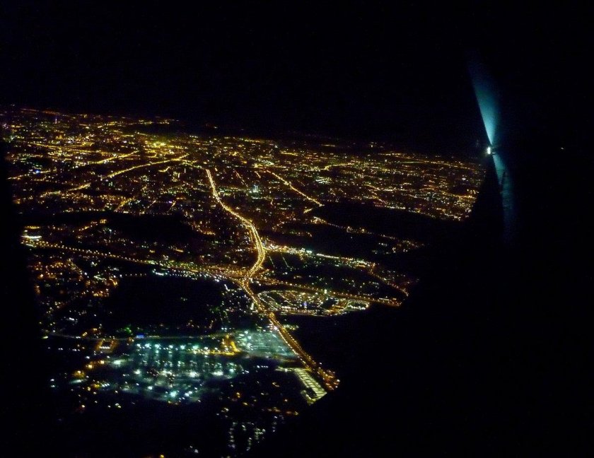 Вид с самолета ночью