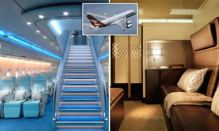 Двухэтажный Аэробус 380 внутри