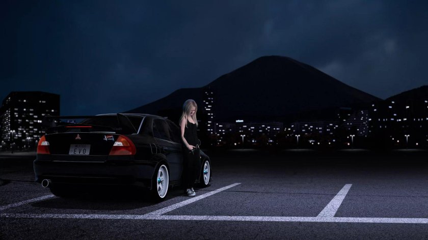 Девушки и авто ночь