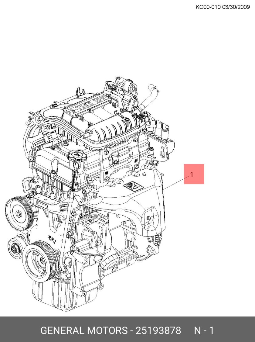 Номер двигателя Chevrolet Spark 1.0