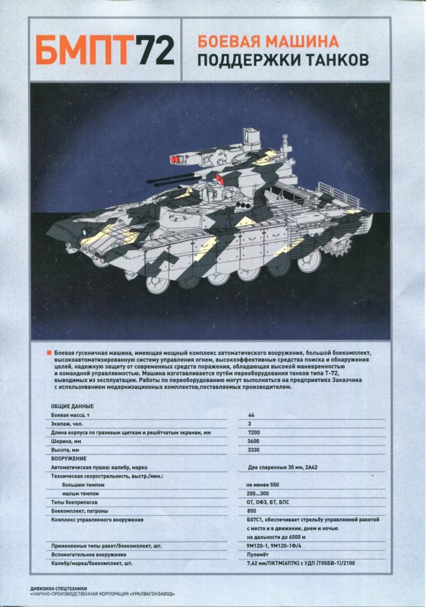 Боевую машину поддержки танков БМПТ-72