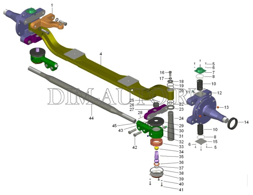 КАМАЗ 6520 шкворень передней балки схема