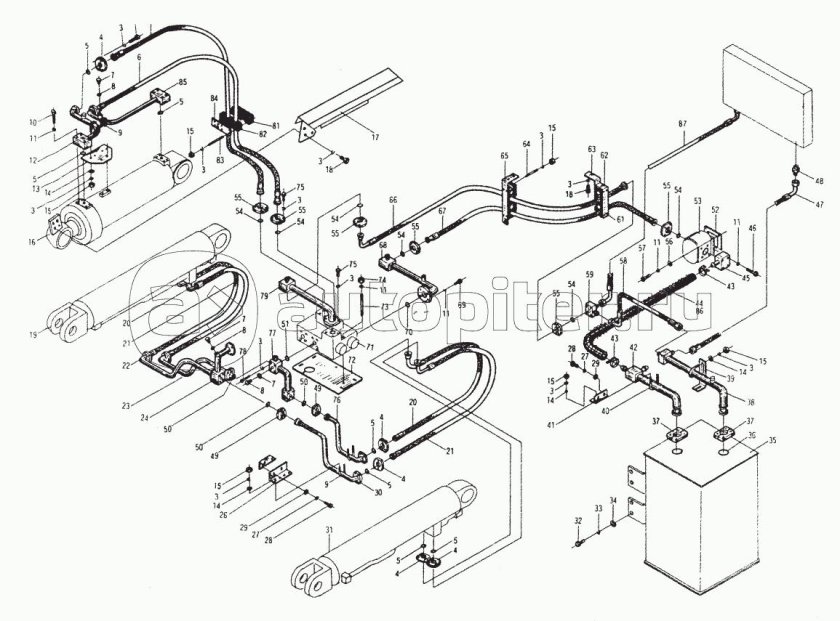 Гидравлическая система фронтального погрузчика zl50g