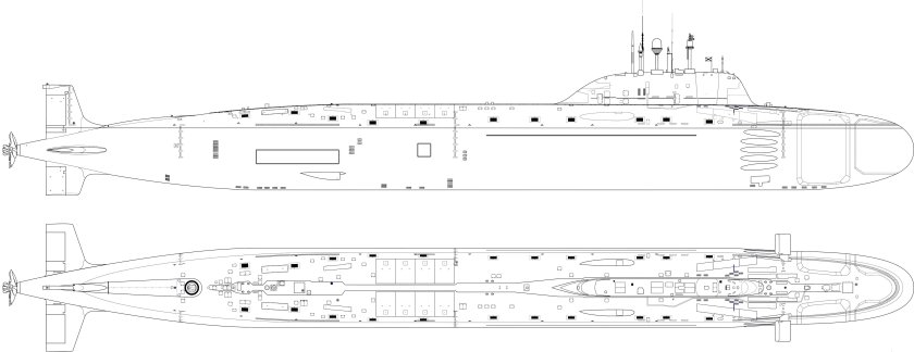 АПЛ проекта 945 Барракуда чертеж