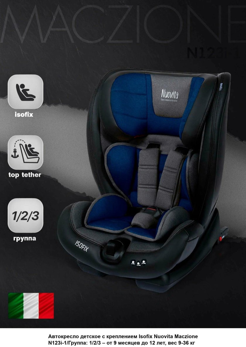 Автокресло детское с креплением isofix nuovita