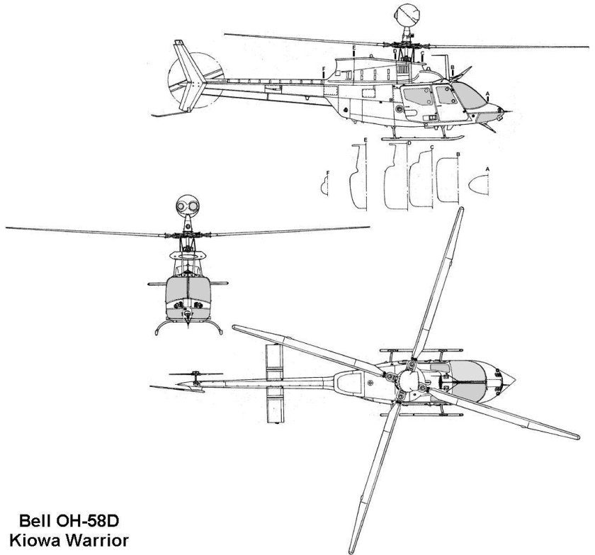 Bell Oh-58 Kiowa чертежи
