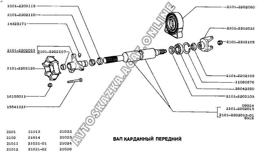 Детали кардана ВАЗ 2107