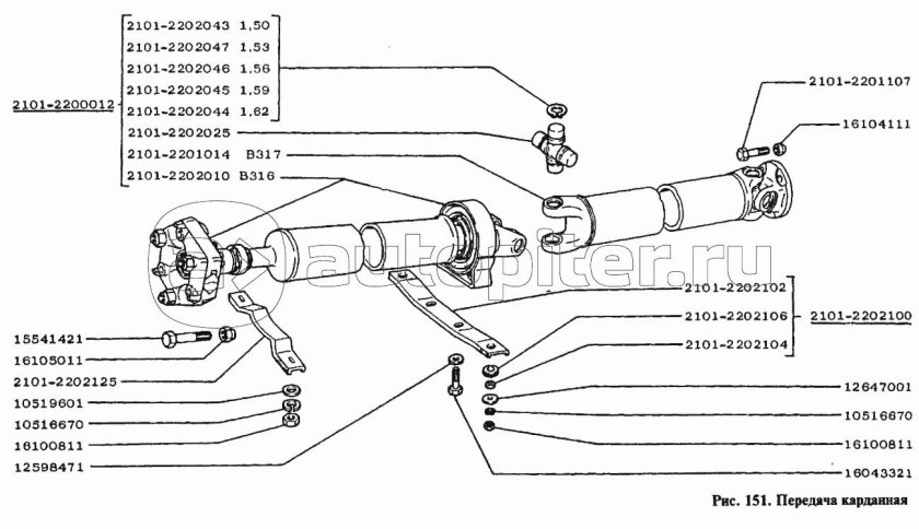 Карданный вал ВАЗ 2101 схема