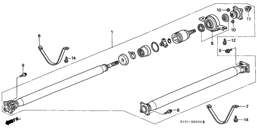 Подвесной подшипник карданного вала Хонда СРВ рд1