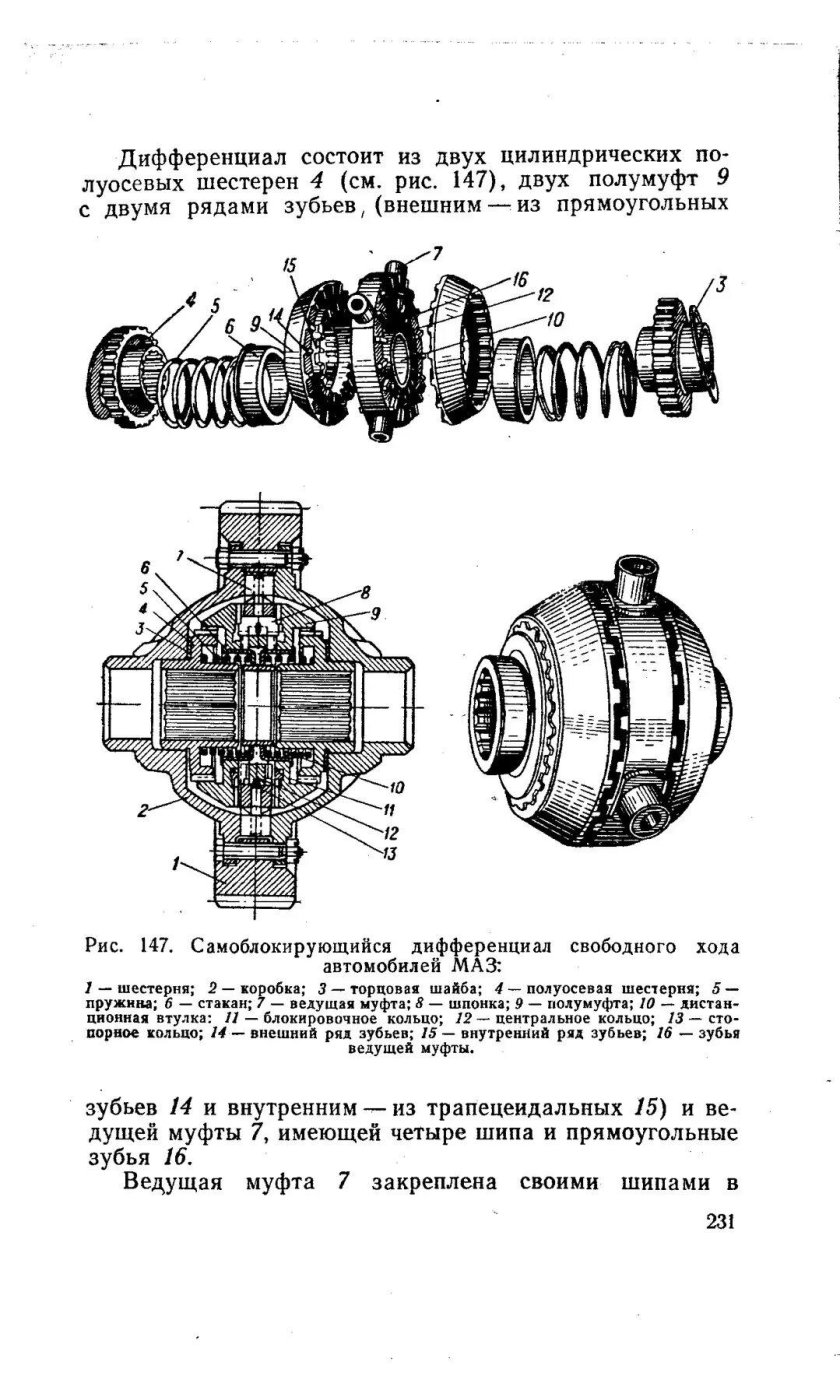 Самоблокирующийся кулачковый дифференциал автомобиля ГАЗ 66