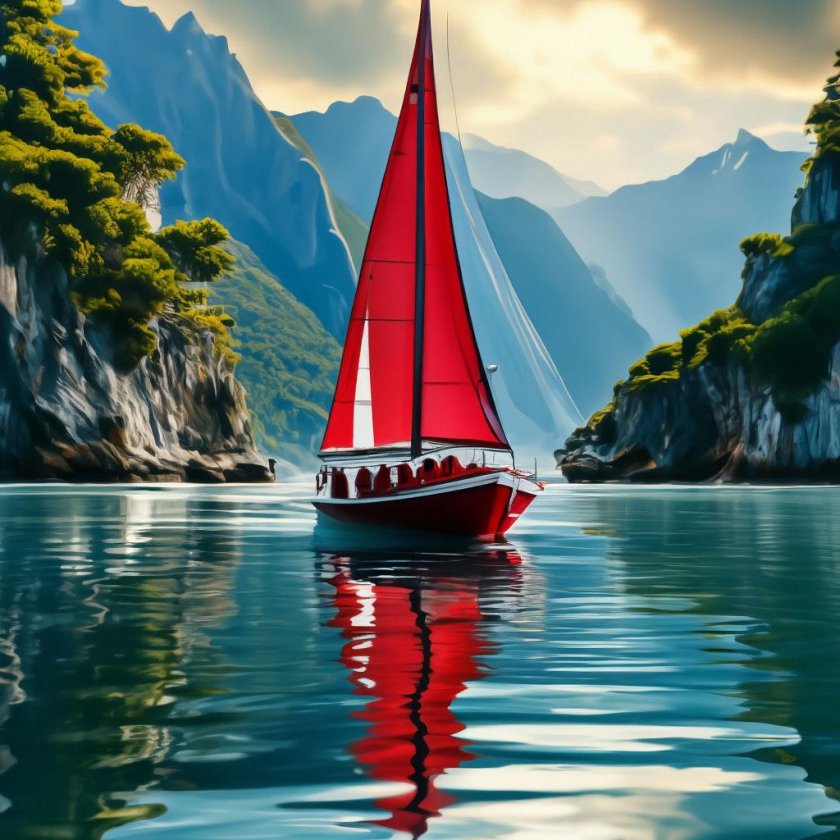 Море с яхтой