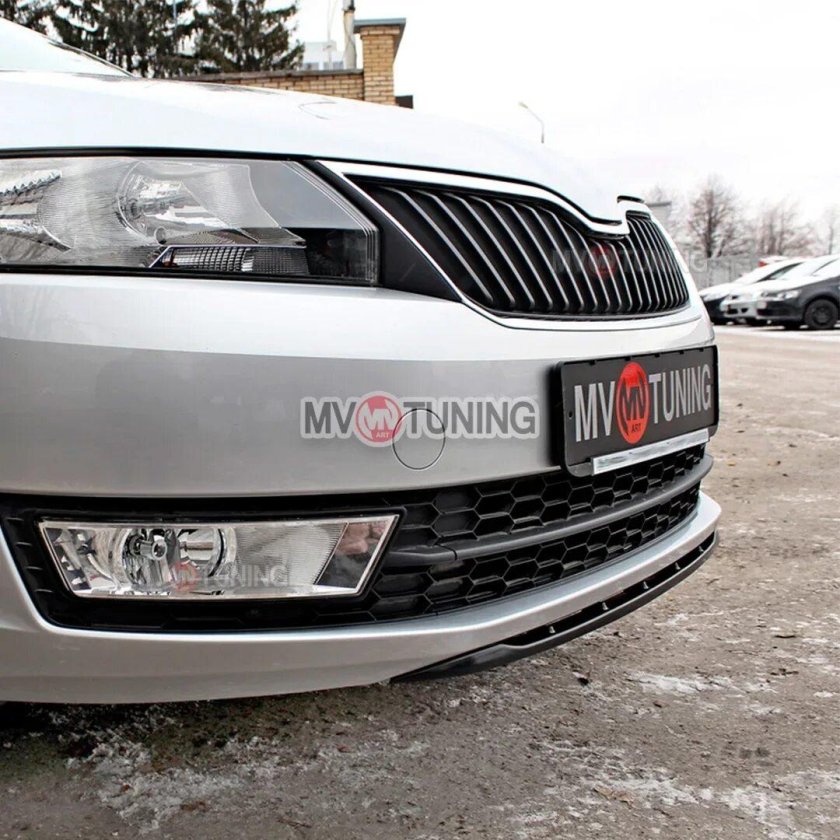 Сплиттер переднего бампера Шкода Рапид 2021