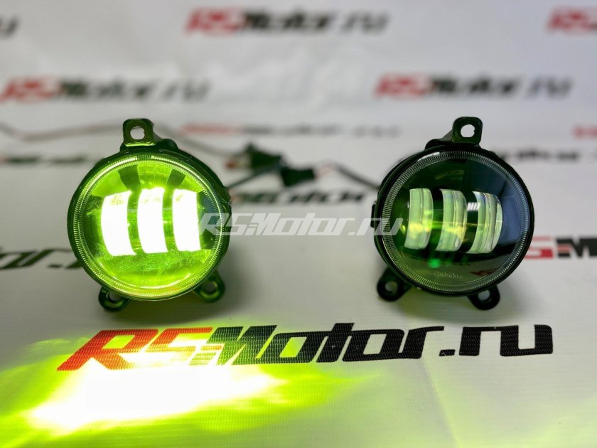 Диодные ПТФ Sal-man Lime двухцветные (бело-синий 6000к и лайм) 50